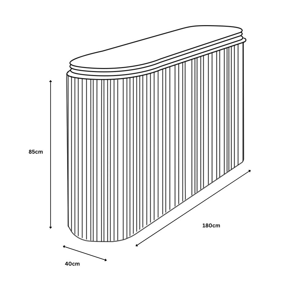 Line drawing of a rectangular outdoor table with dimensions labeled.