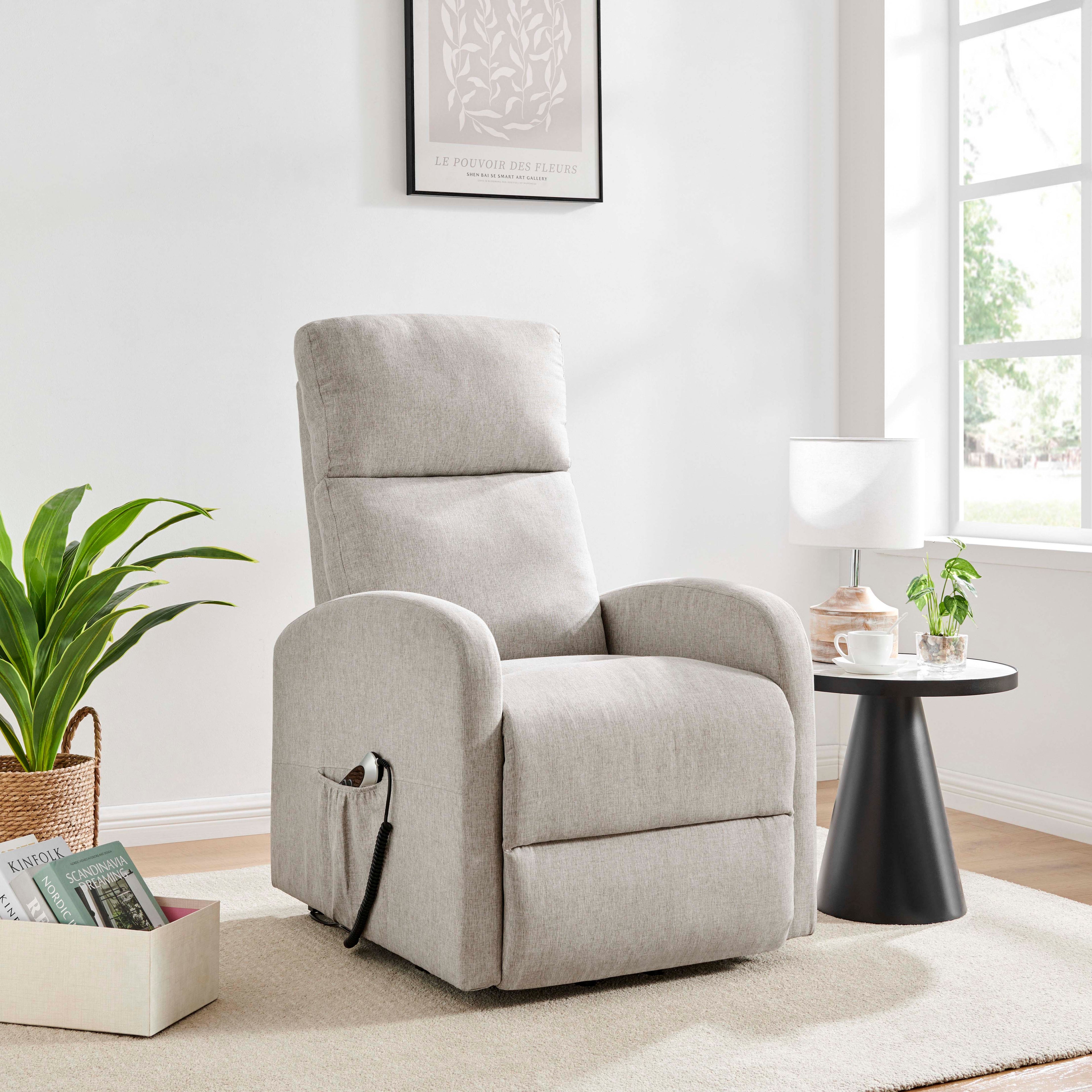 Barker Lift & Tilt Cream Recliner Chair (Dual Motor)