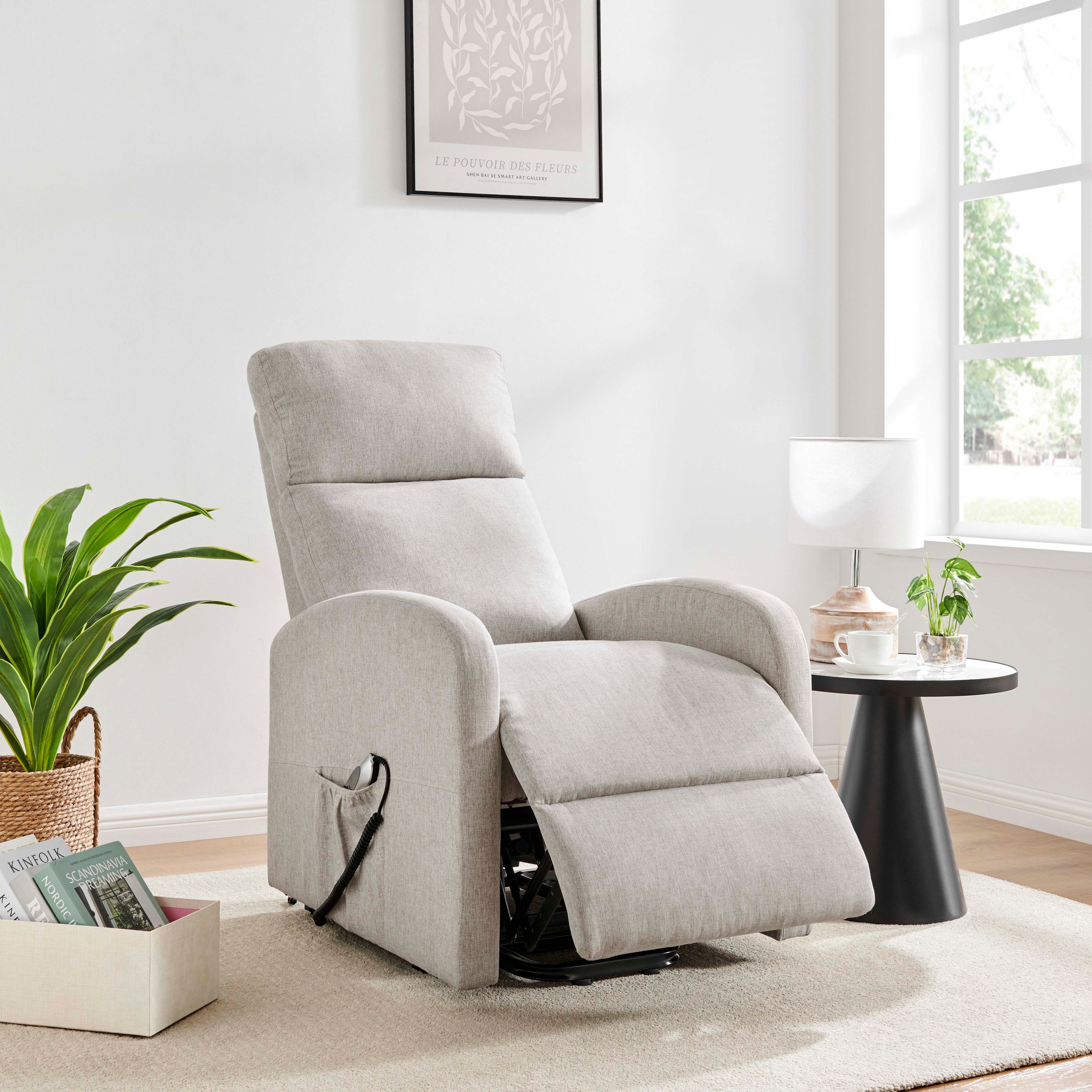 Barker Lift & Tilt Cream Recliner Chair (Dual Motor)