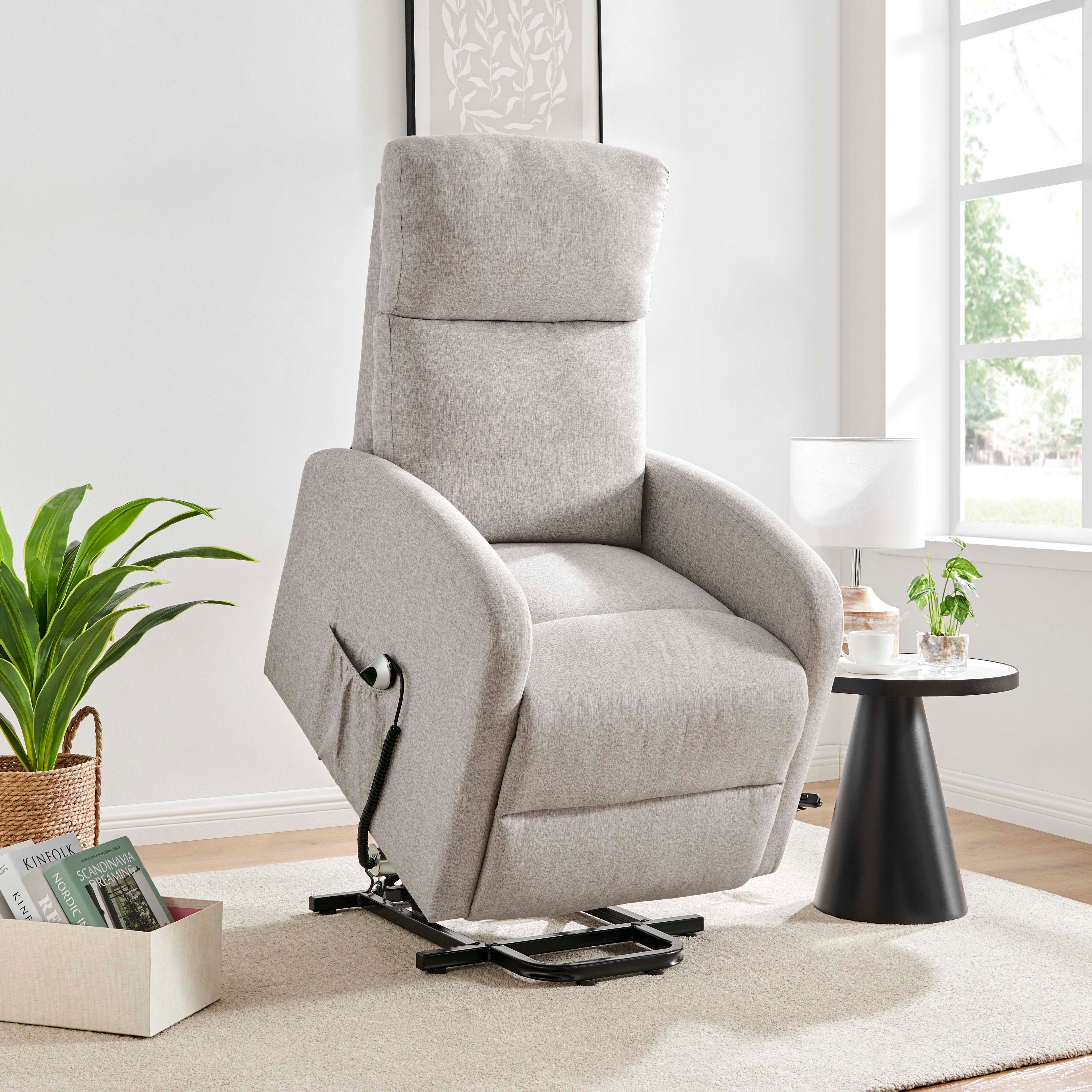 Barker Lift & Tilt Cream Recliner Chair (Dual Motor)