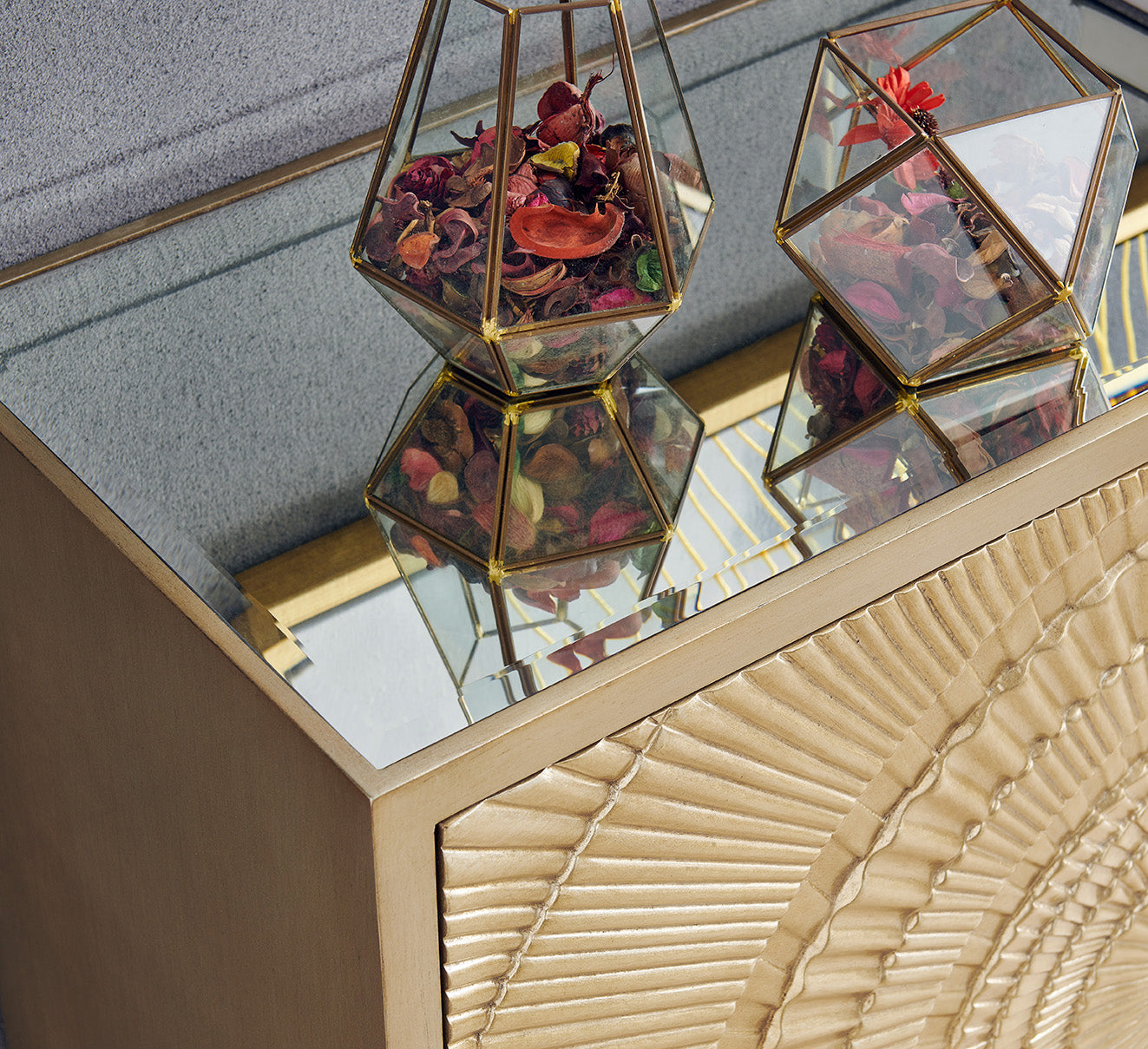 Frenso 2 Door Gold Geometric Chest