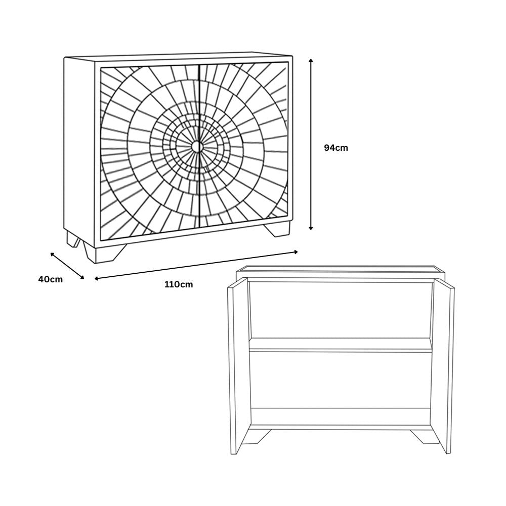 Frenso 2 Door Gold Geometric Chest