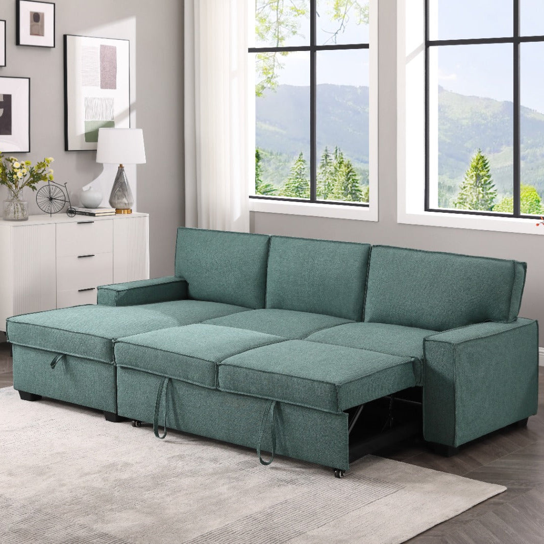 Havar Corner Sofa Bed: Teal (Left)