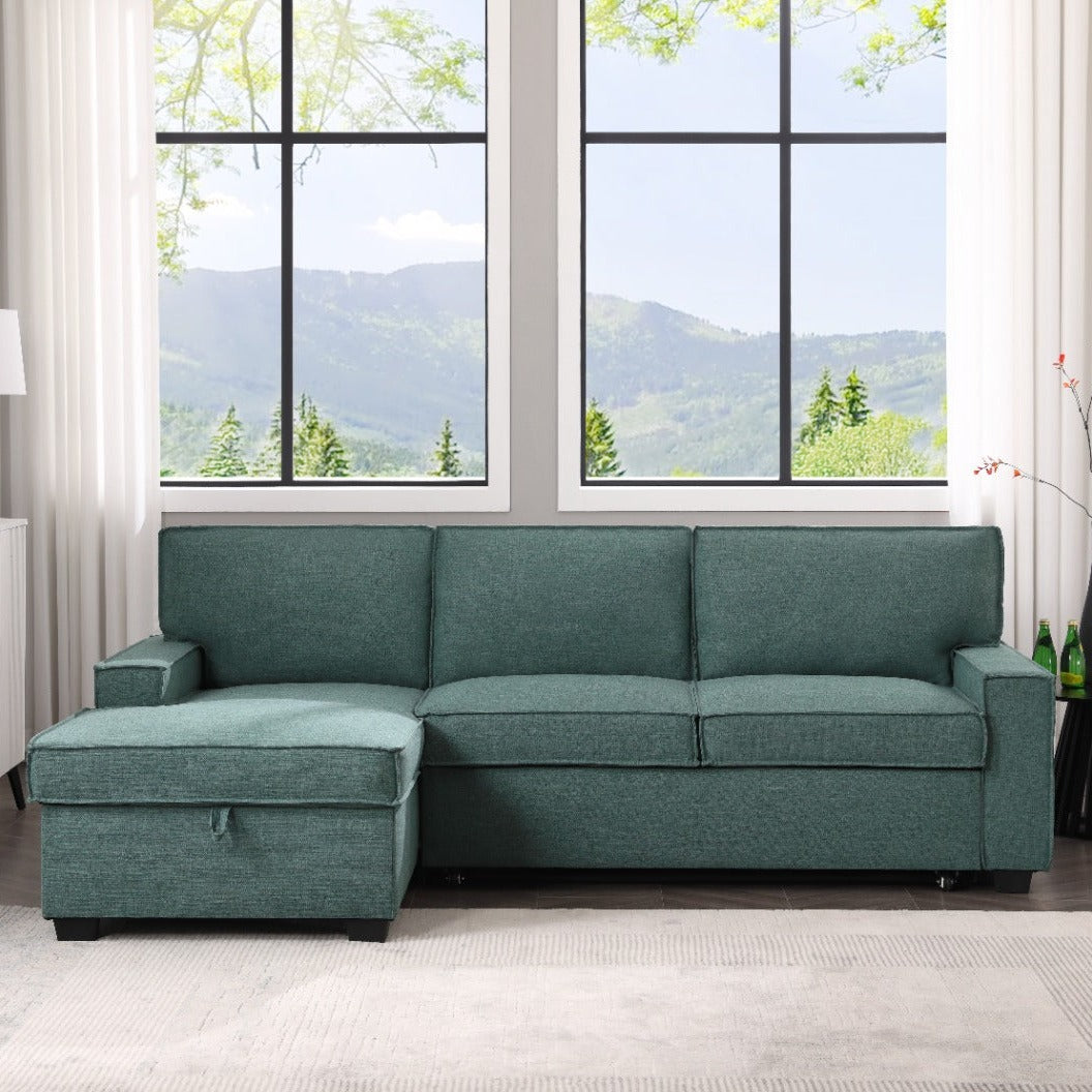 Havar Corner Sofa Bed: Teal (Left)