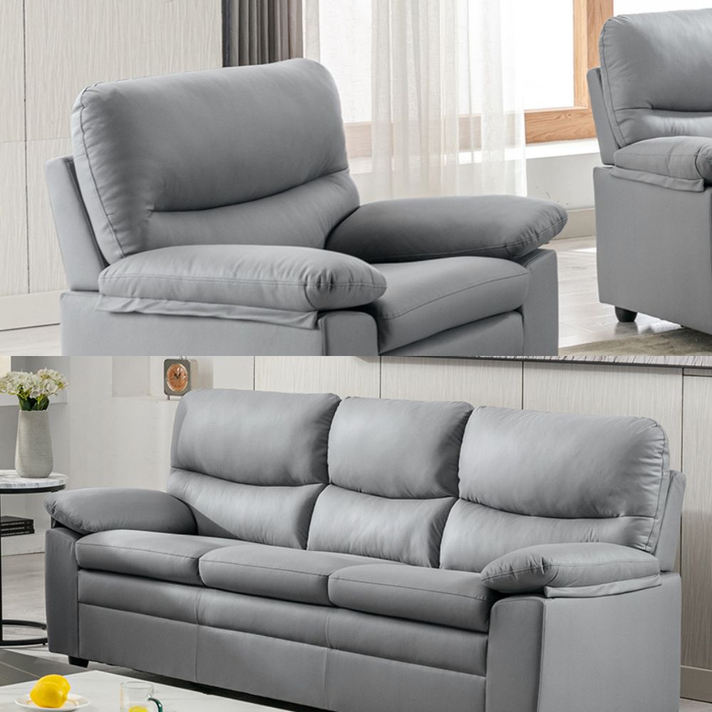 Andreas Grey Faux Leather 3+1+1 Seater Set