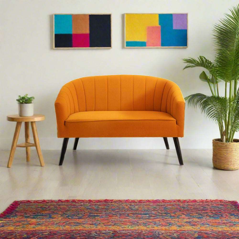 Arlo Mustard Velvet 2 Seater Sofa