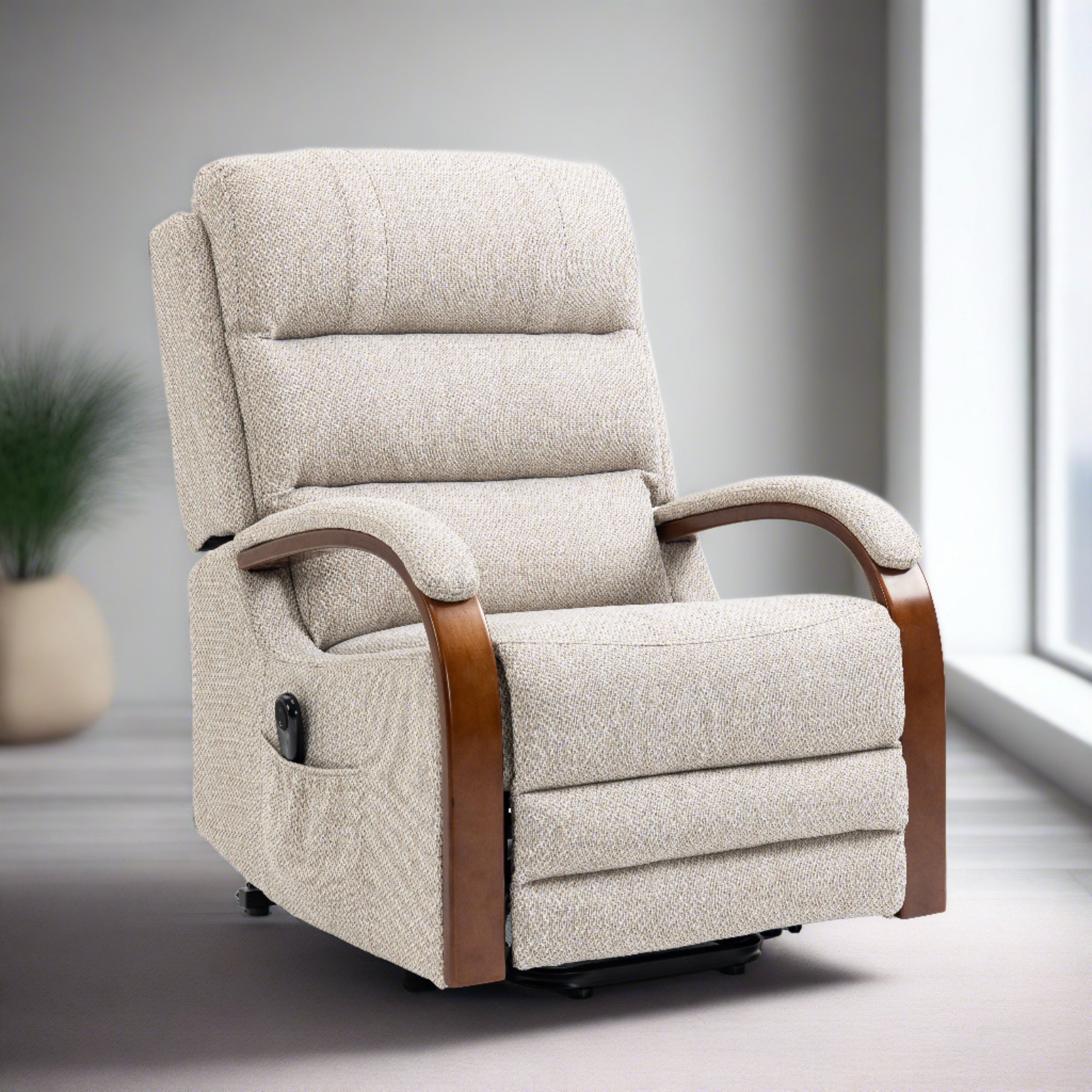 Westin Lift & Tilt Cream Recliner Chair Beige (Dual Motor)
