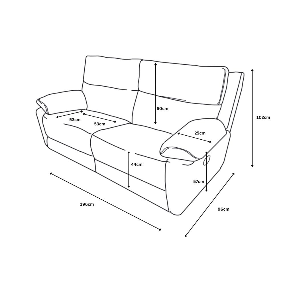 Midtown Recliner 3 Seater Sofa in Light Grey