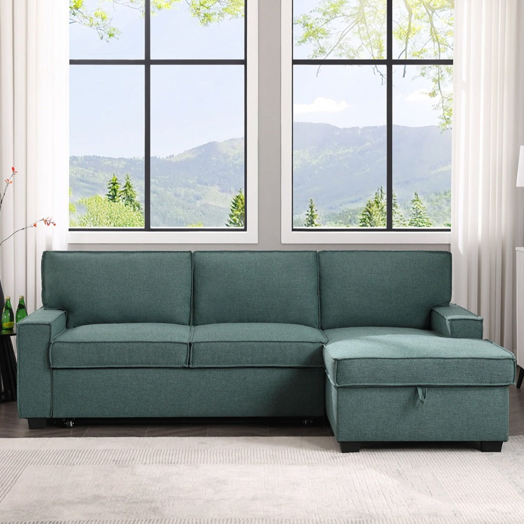 Havar Corner Sofa Bed: Teal (Right)
