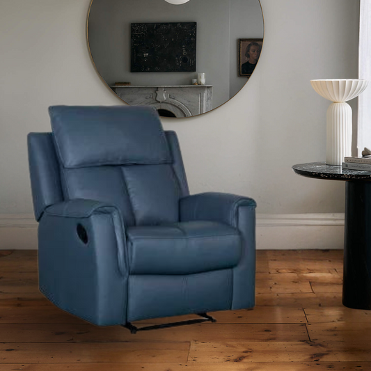 Bergamo Leather Blue Grey Recliner Chair