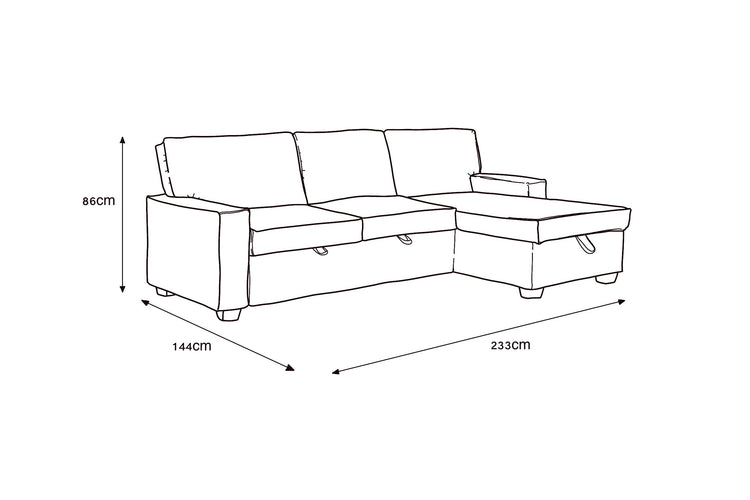 Havar Corner Sofa Bed: Brown Leather Aire (Right)