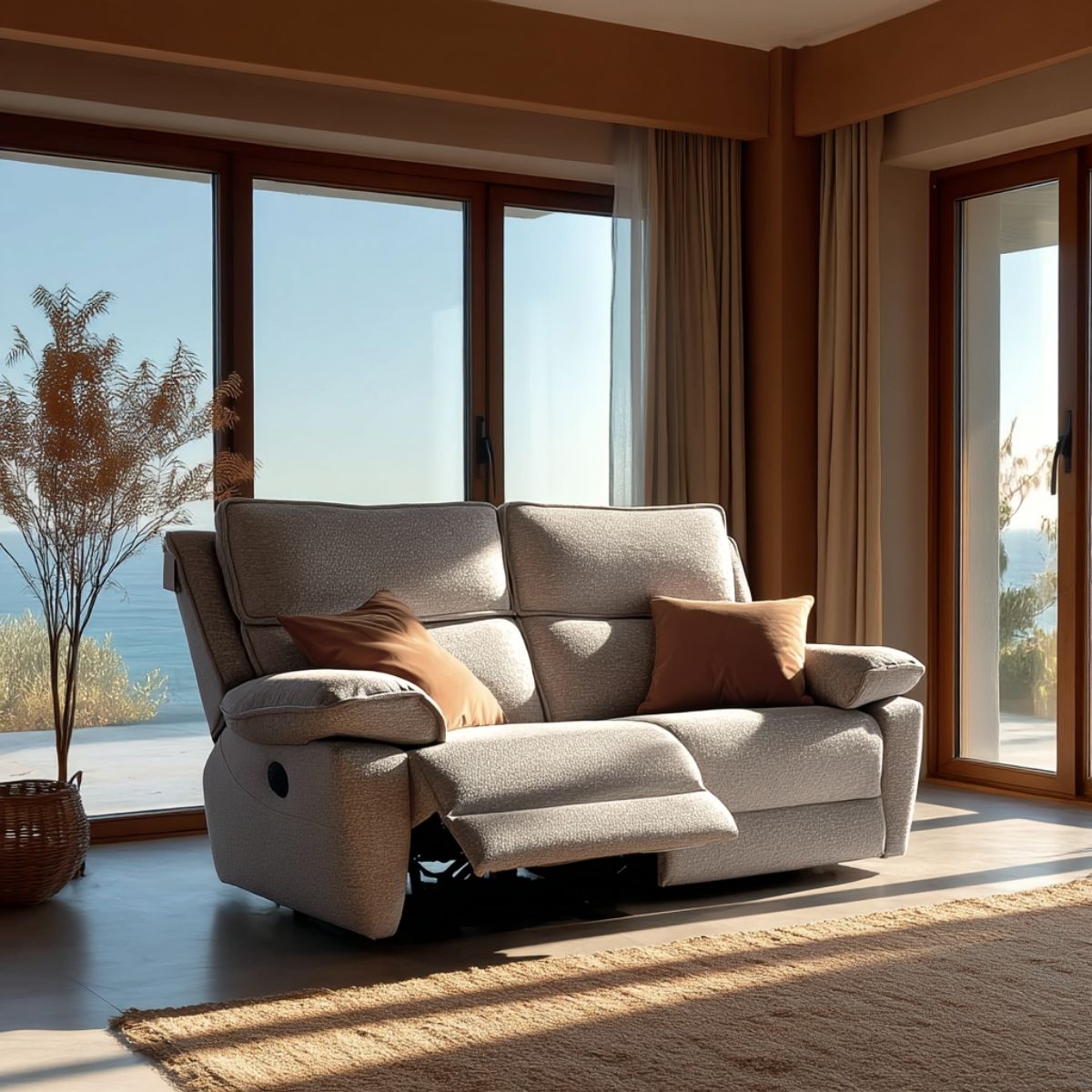Midtown Recliner 2 Seater Sofa in Light Grey