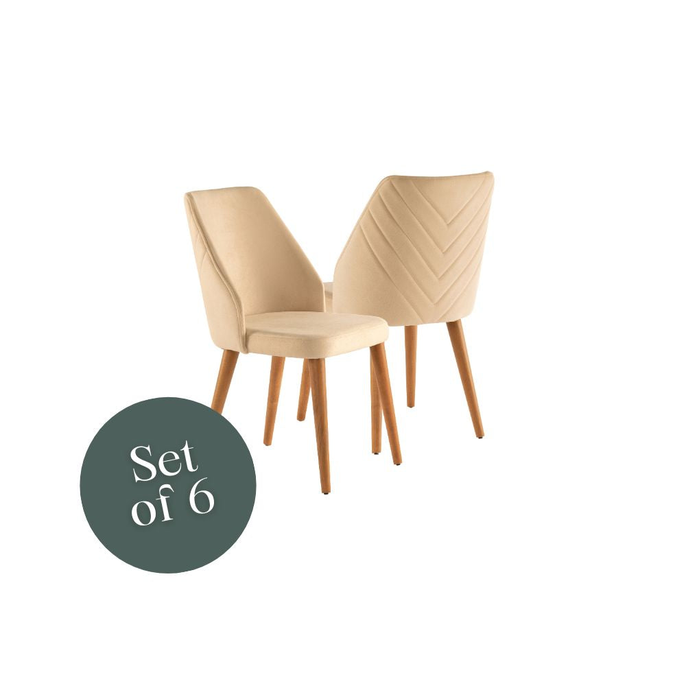 Zara Dining Chair - Beige / Walnut (Set of 6)