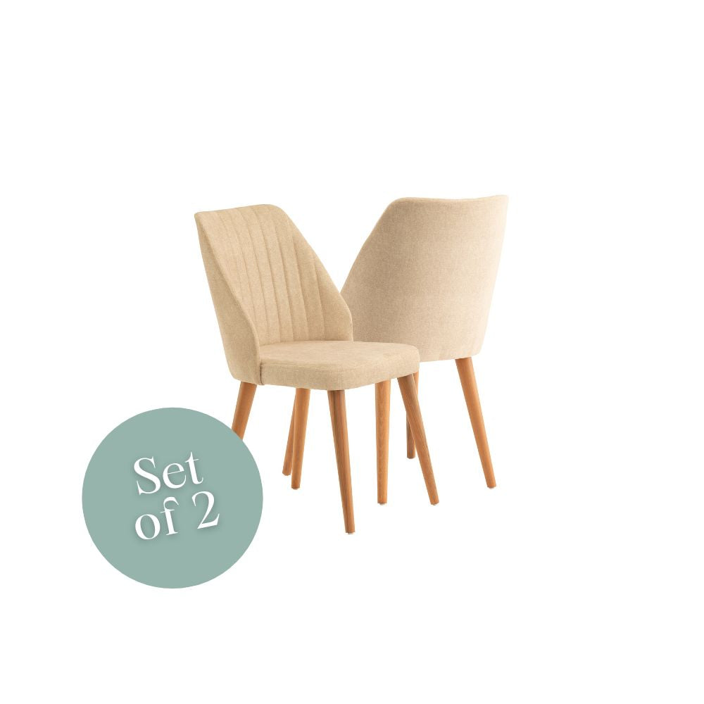Hazal Dining Chair - Beige / Walnut (Set of 2)