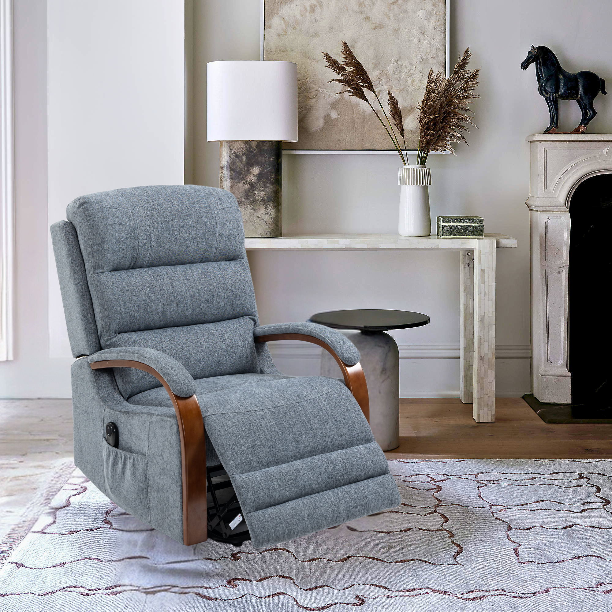 Westin Lift & Tilt Cream Recliner Chair Denim Blue (Dual Motor)