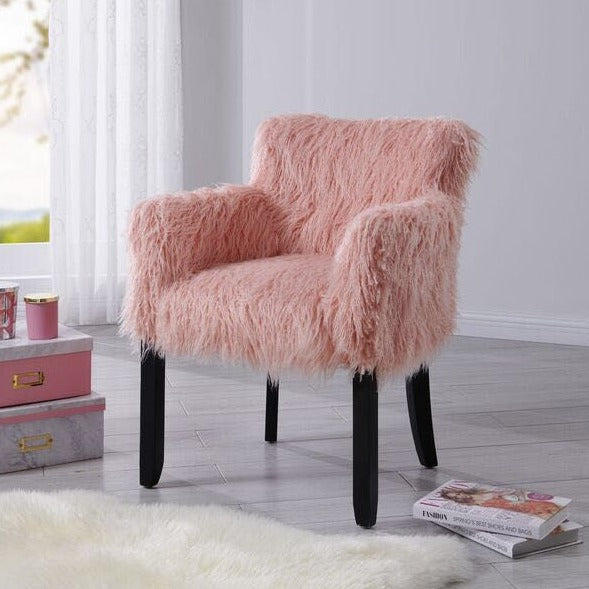 Faux Sheepskin Tub Chair - Pink