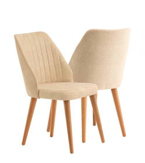 Hazal Dining Chair - Beige / Walnut (Set of 6)