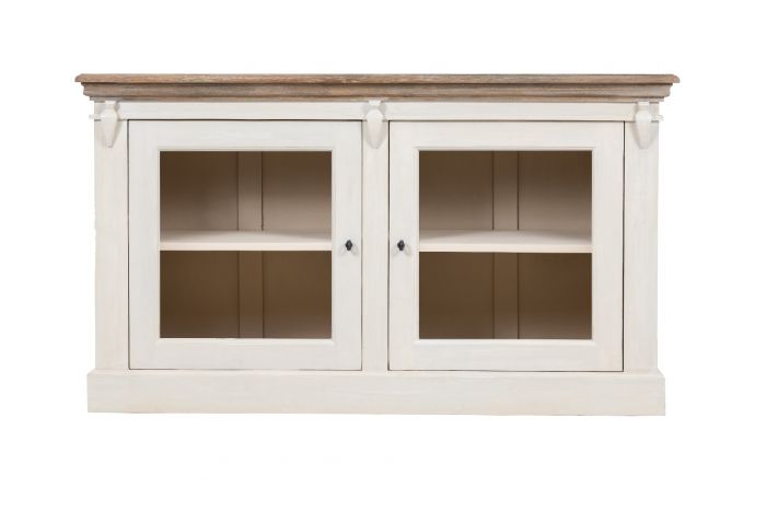 Cornwall 2 Door Chest - Antique White / Oak Wash Top