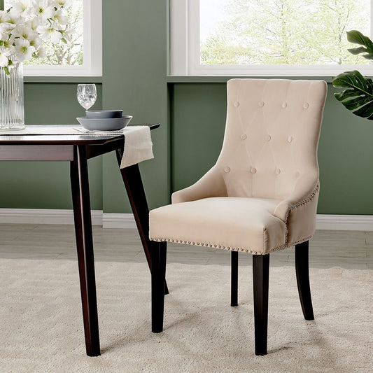 Lion Knocker Dining Chair-Cream Velvet