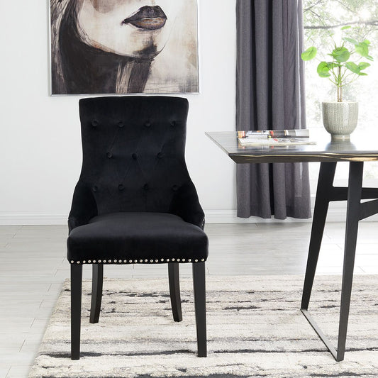 Set of 6 Lion Knocker Dining Chair-Black Velvet