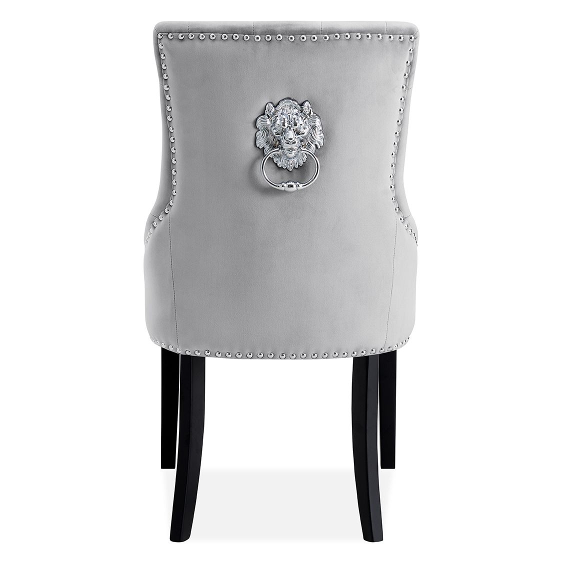 Set of 6 Lion Knocker Dining Chair-Grey Velvet