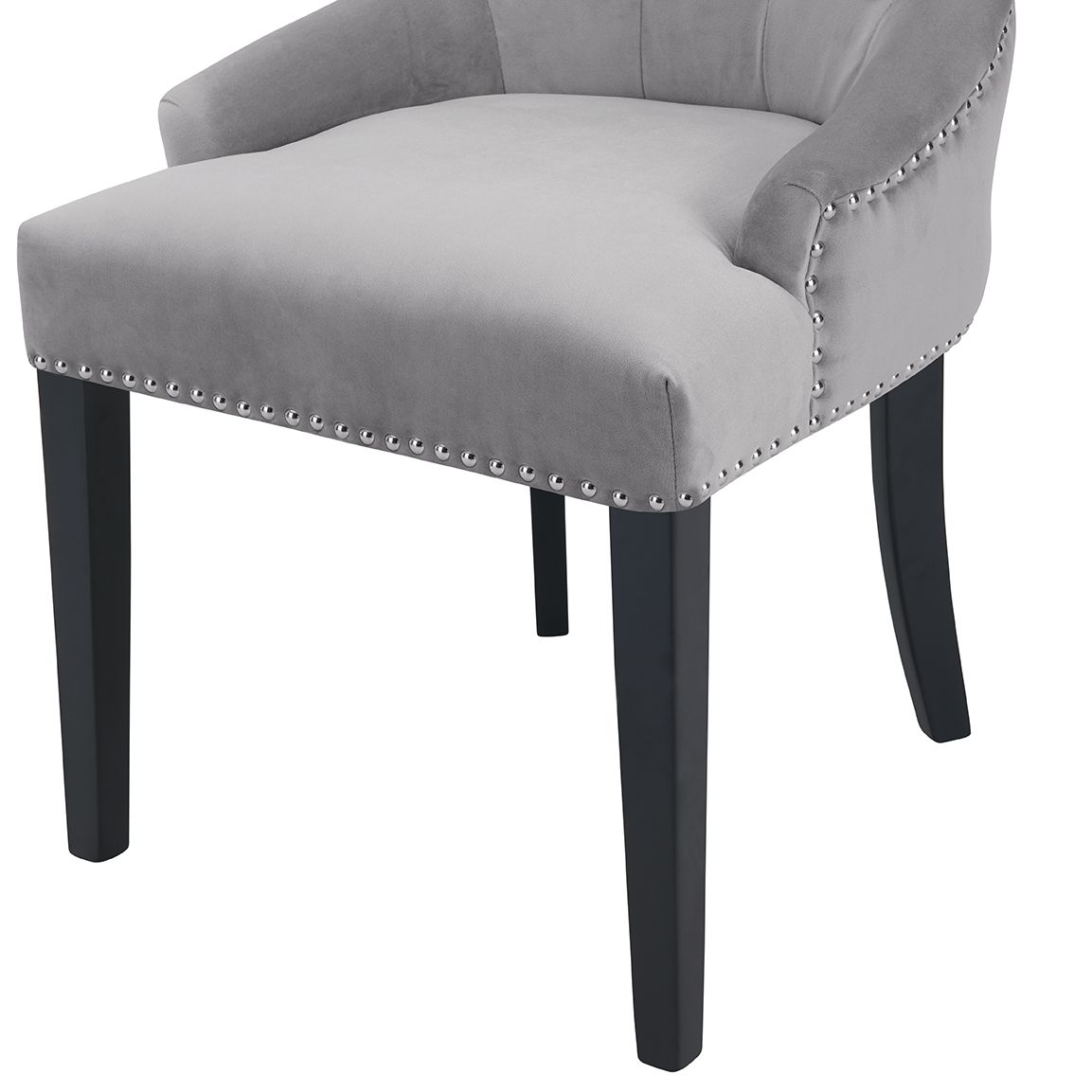 Set of 6 Lion Knocker Dining Chair-Grey Velvet