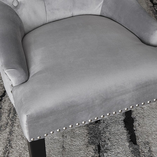 Lion Knocker Dining Chair-Grey Velvet