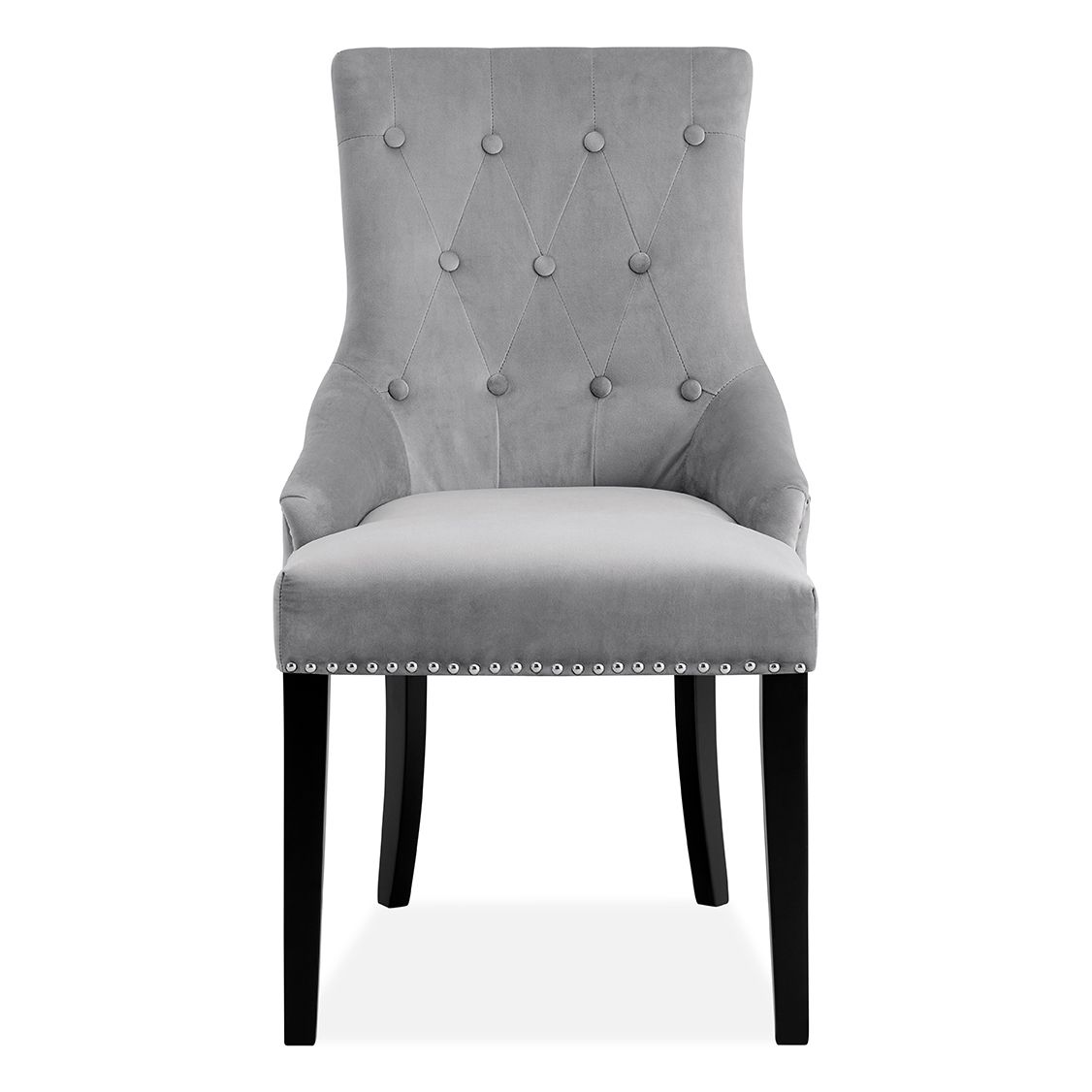 Set of 6 Lion Knocker Dining Chair-Grey Velvet