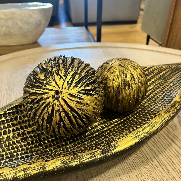 Resin Golden Leaf Bowl and Balls
