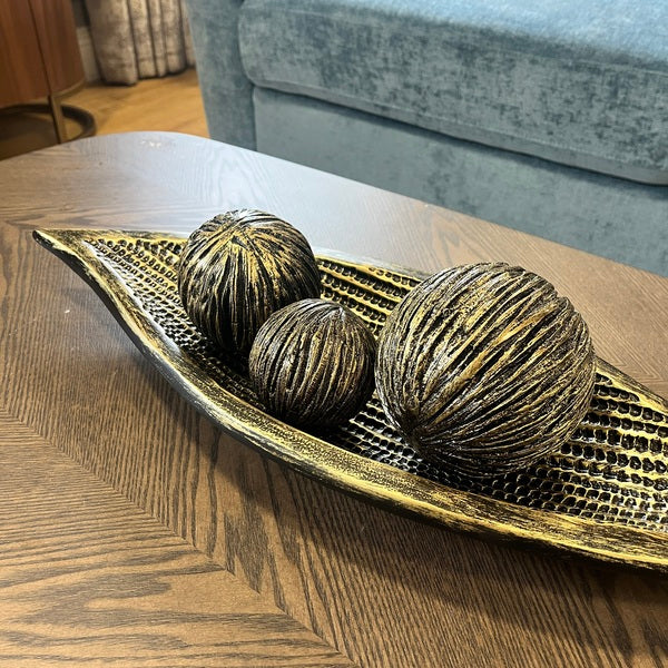 Resin Golden Leaf Bowl and Balls
