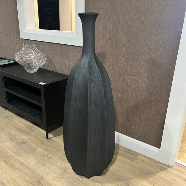 Black Resin Ribbed Bottle Neck Pot 1.2m