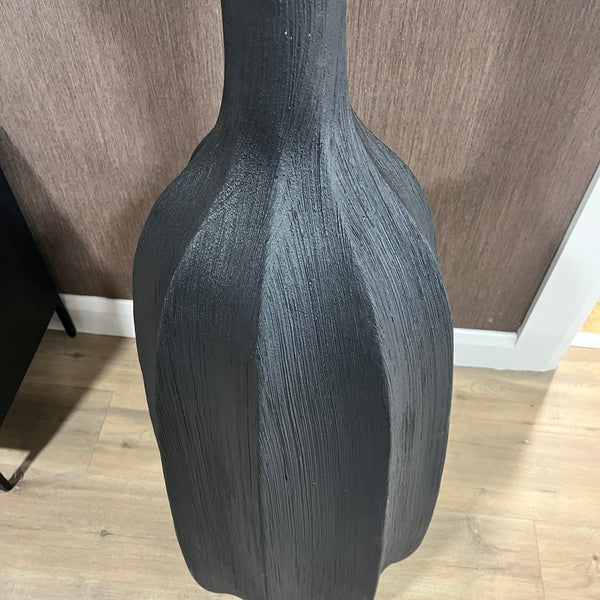 Black Resin Ribbed Bottle Neck Pot 1.2m