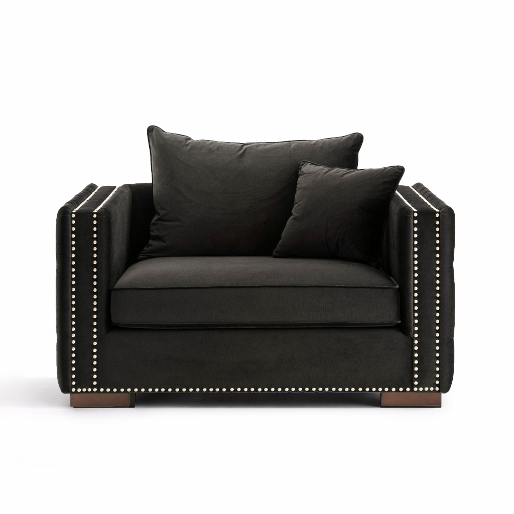 Moscow Black Velvet Snuggle Chair