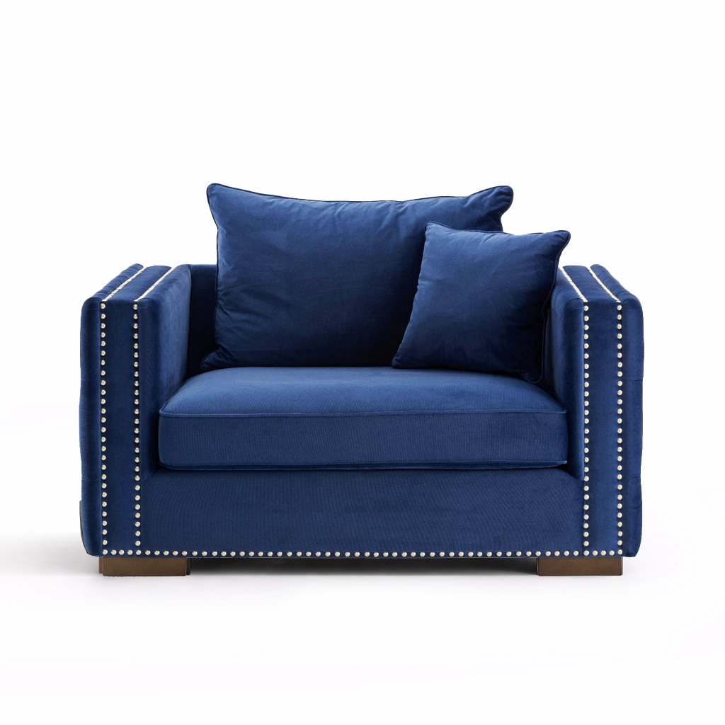 Moscow Blue Velvet Snuggle Chair