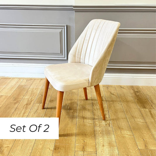 Hazal Dining Chair - Beige / Walnut (Set of 2)