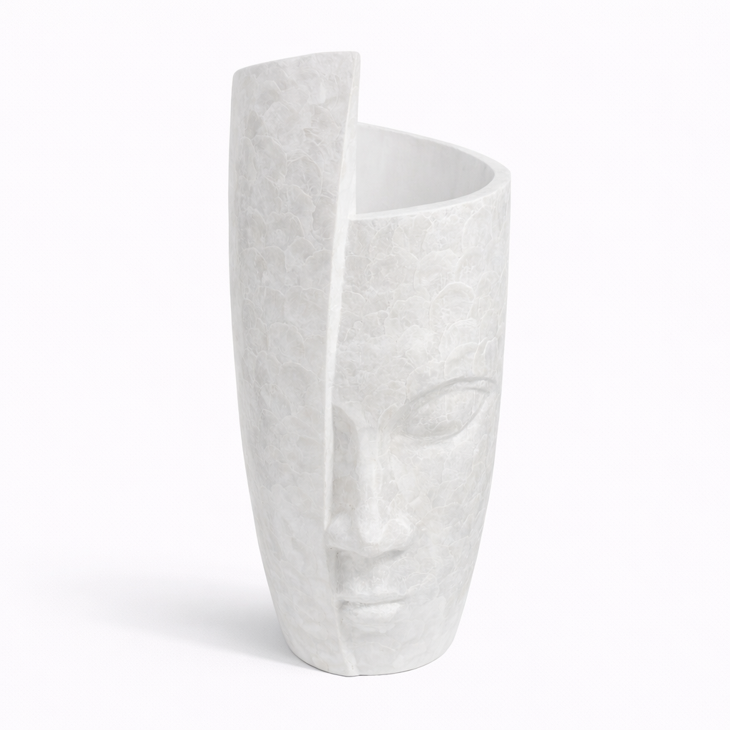 Tall Face Vase Pearl