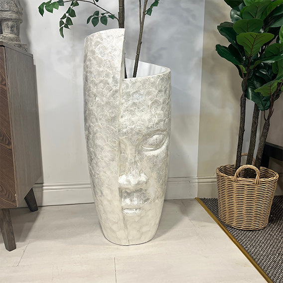 Tall Face Vase Pearl
