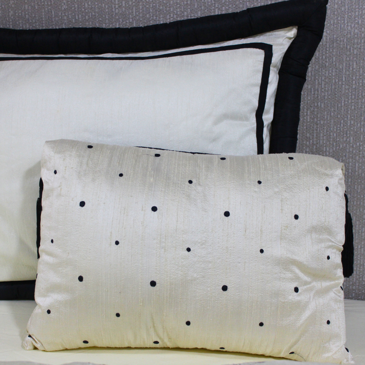 Black and White Throw Pillow - With Beading Detail
