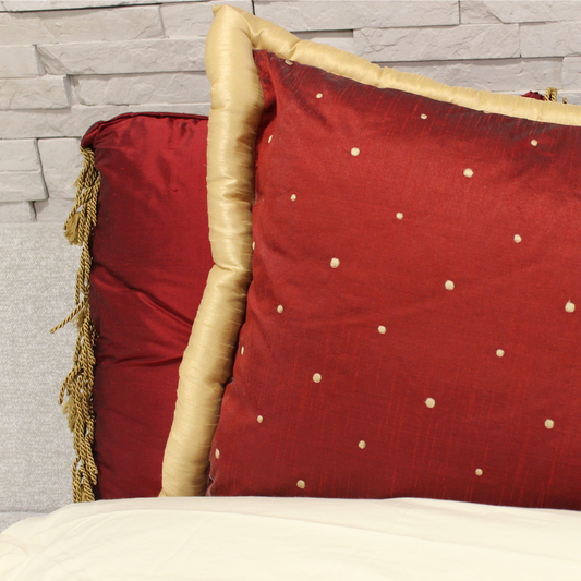 Red and Gold Polka Dot Bedding Pillow
