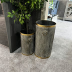 3pc Ribbed Zinc Planters