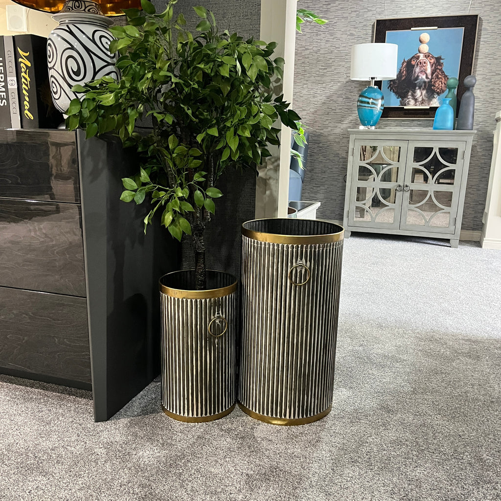 3pc Ribbed Zinc Planters