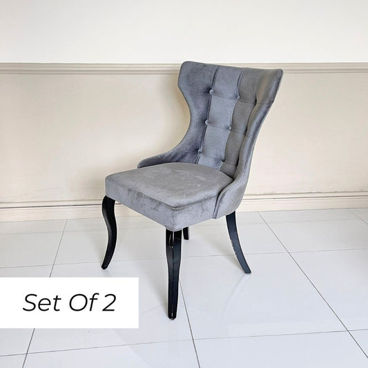 Oslo Dining Chair - Grey Velvet (Set of 2)