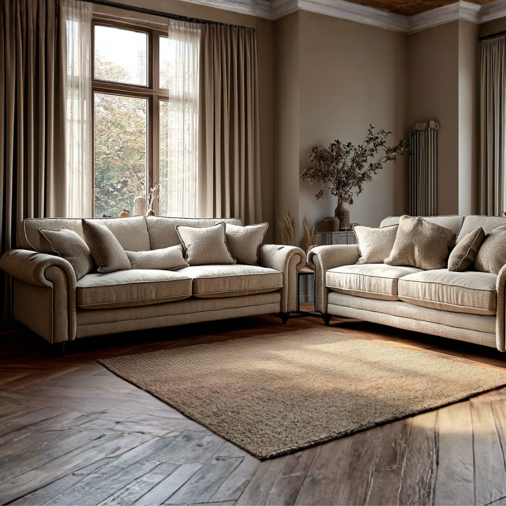 Chelsea Suite - (4 Seater & 3 Seater - Cream)