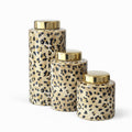 3 Piece Leopard Print Lidded Jars
