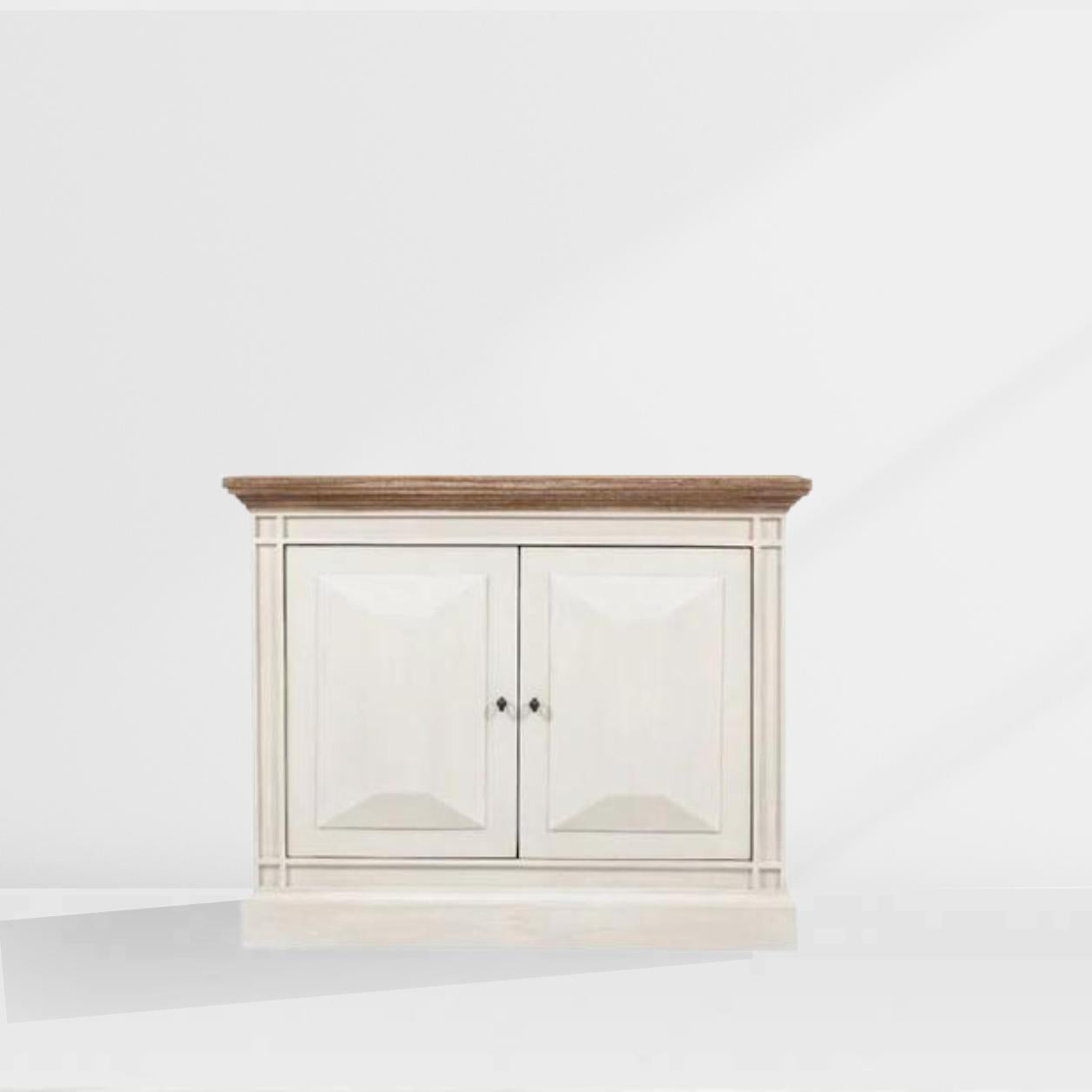 Devon 2 Door Chest - Rustic White /Oak Wash Top