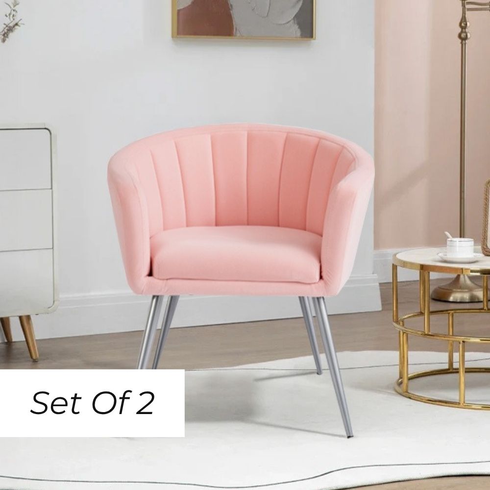 Lillie Pink Velvet Tub Chair (Set of 2)