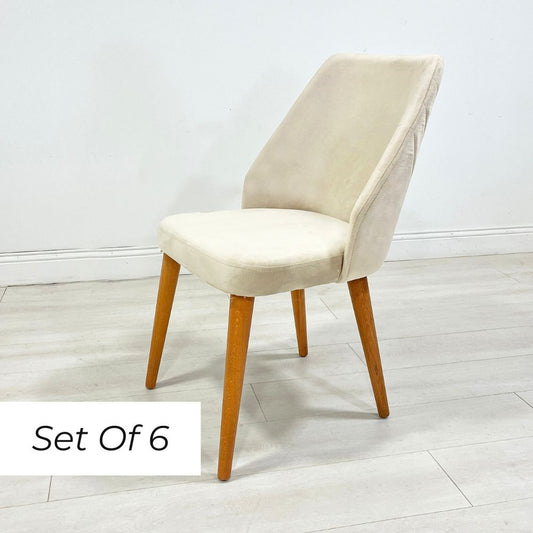 Zara Dining Chair - Beige / Walnut (Set of 6)