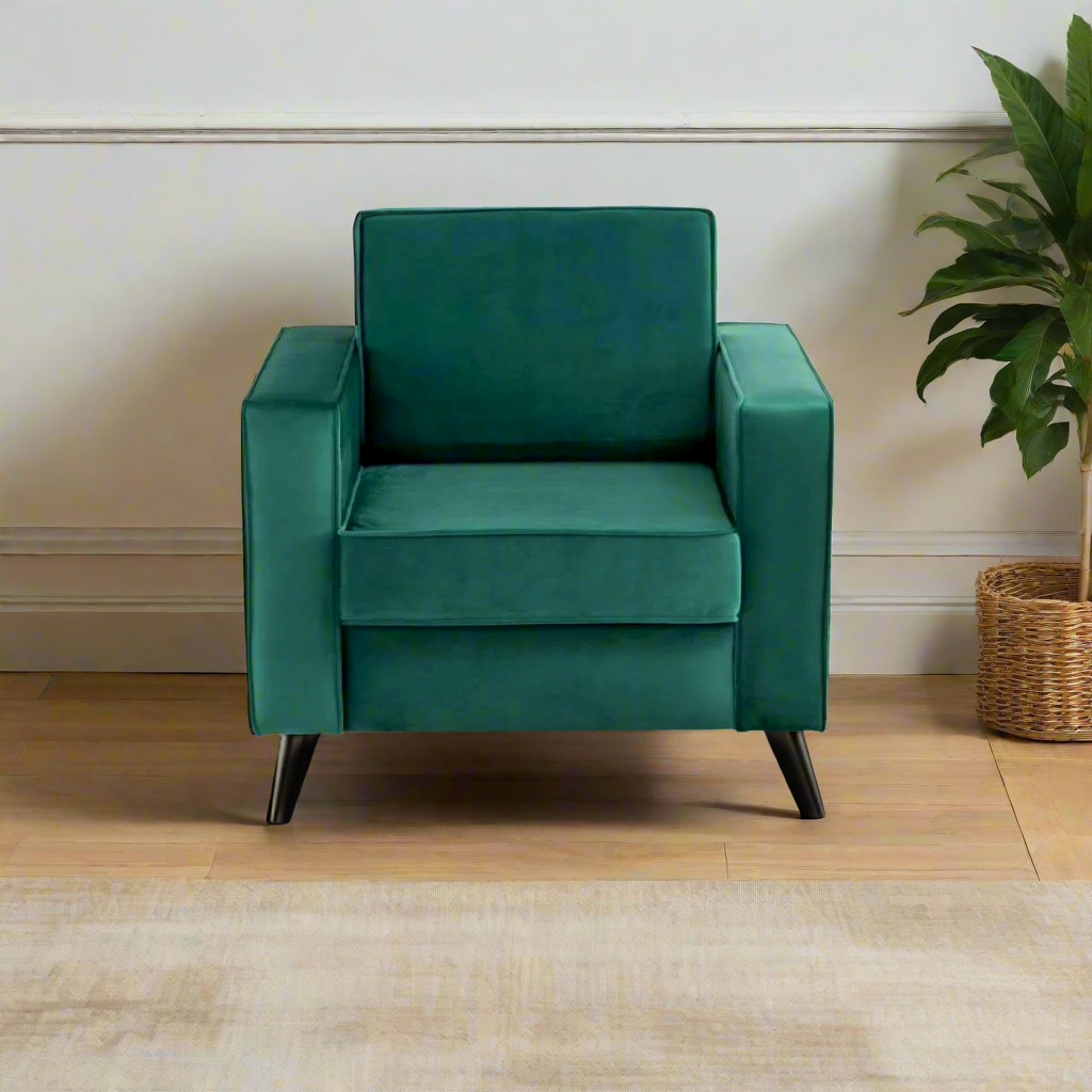 Cara Forest Green Velvet Armchair