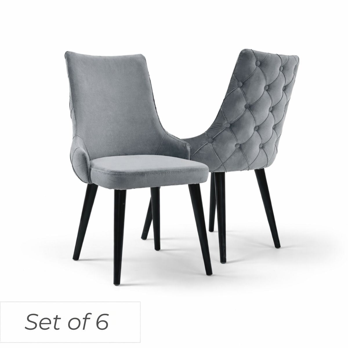 City Dining Chair - Grey Velvet (Set of 6)
