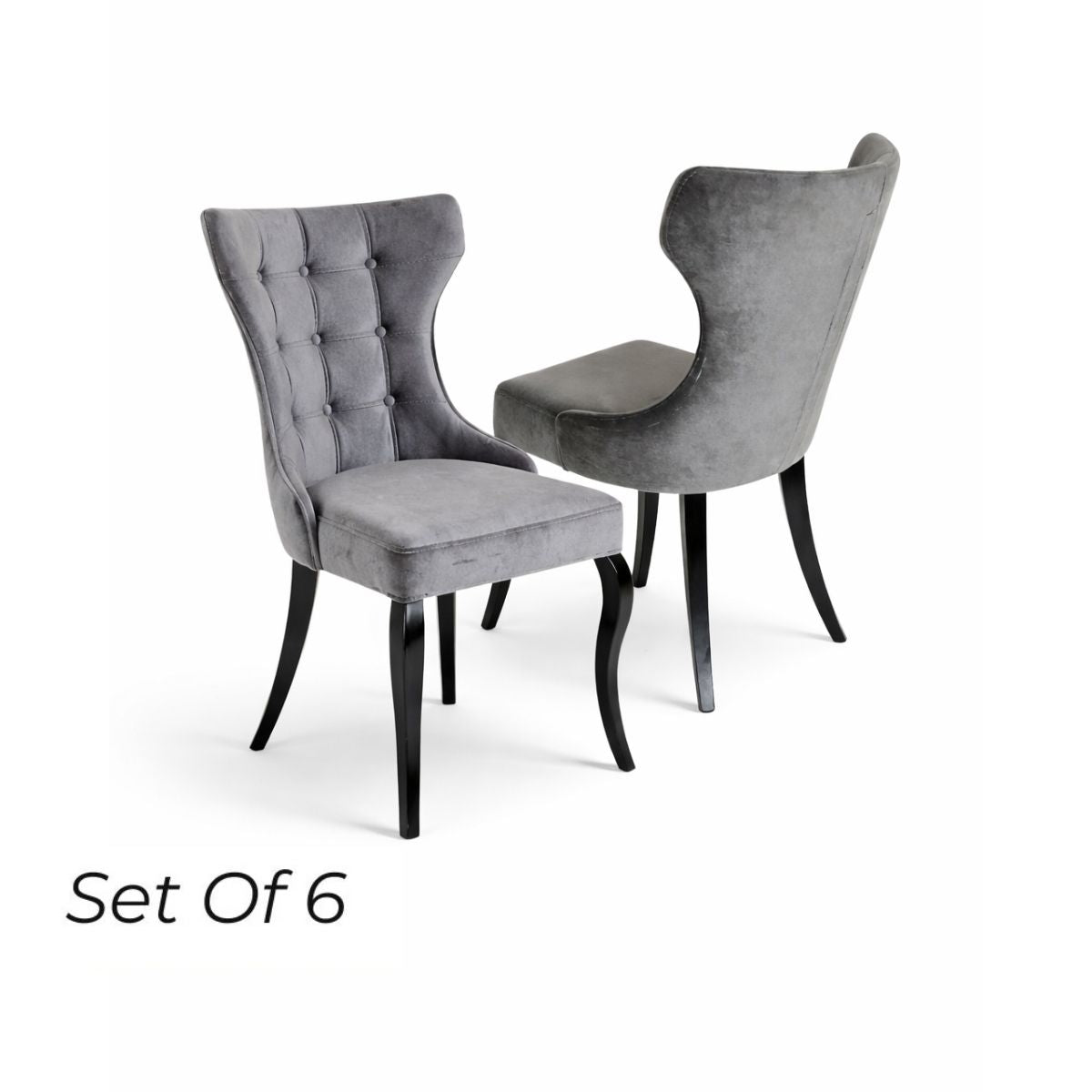 Oslo Dining Chair - Grey Velvet (Set of 6)